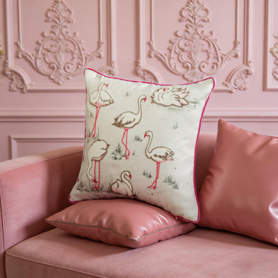 Housse de coussin en chenille 18 x 18 pouces Flamingo