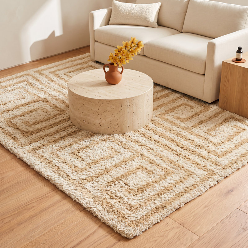 Anemone Geometric Wool Shag Rug, Rectangle 8' x 10'