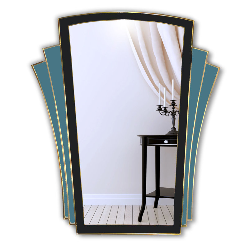Keyla Flat Wall Mirror, Black/Teal