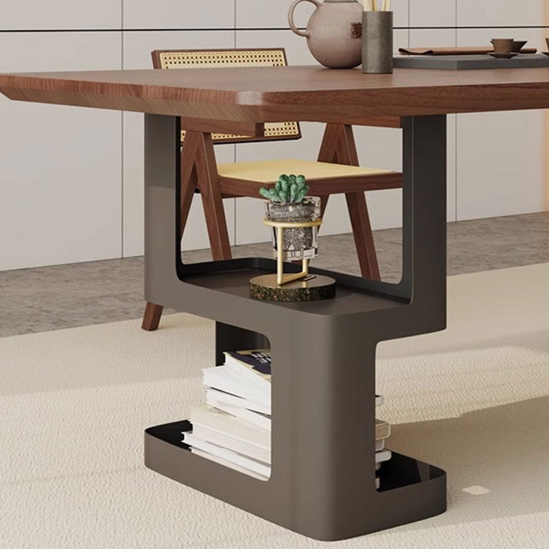 Bureau brun clair + noir + bois massif rectangulaire transparent + fer + acrylique, H 29,53 po x l 70,87 po x P 31,5 po