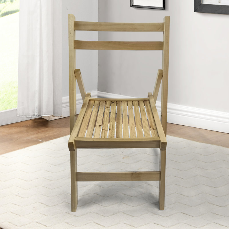 Versatile Solid Wood Folding Chair Of 4 - For Different Room Settings Foldable  4  Rustic Slatted Seat For A Natural Look, 4