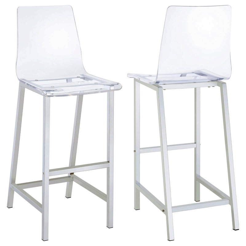 Ensemble de 2 tabourets de bar transparents et chromés