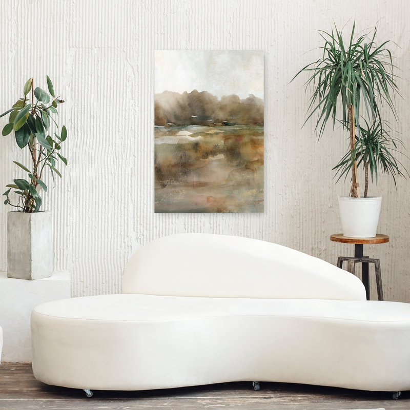 Art mural de paysage contemporain contemporain abstrait subtil, H 36 po x l 24 po
