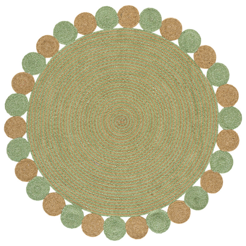 Braided Hand Woven No Pattern Indoor Rug, 5'-0" x 5'-0" Round