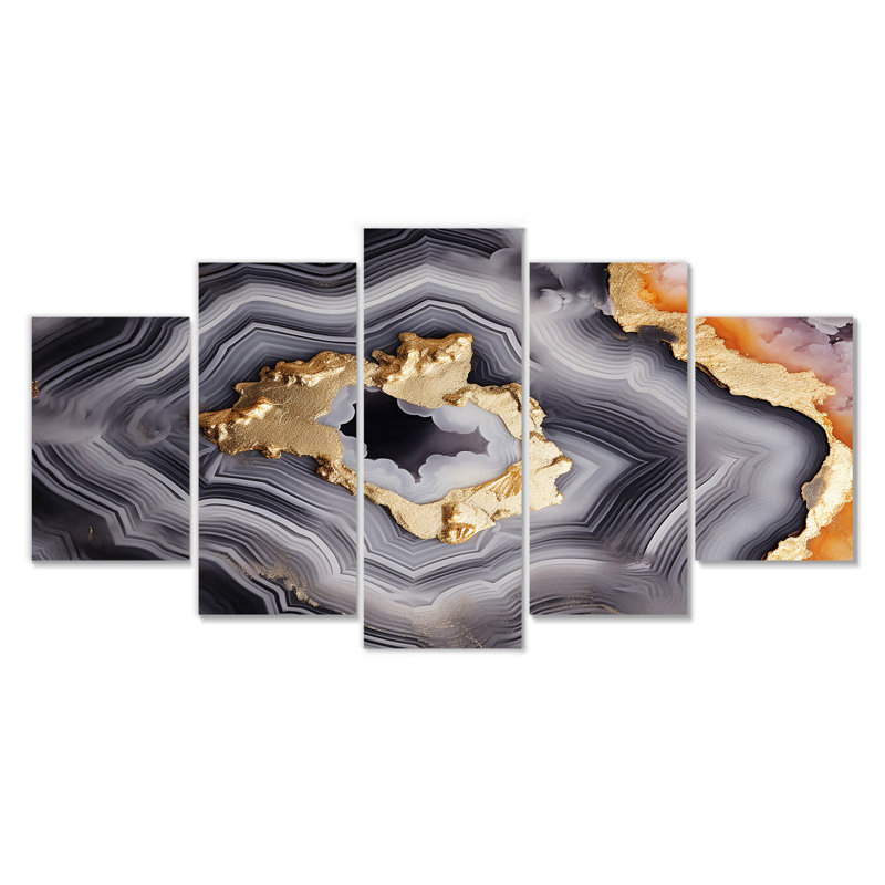Everlee - art mural en marbre 5 pièces, H 32 po x l 60 po
