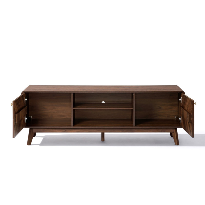 Theo Columbia engineered wood TV unit with splashback