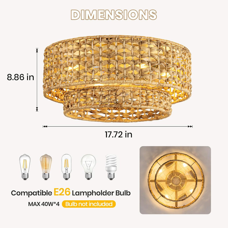 Ventilateur de plafond en cage avec lumières Boho