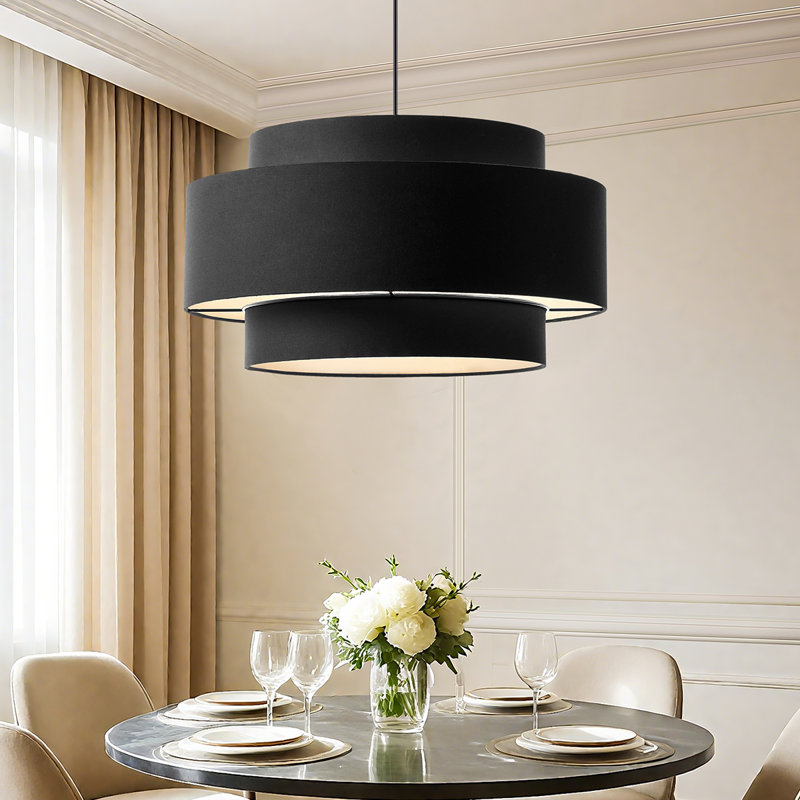 Lustre cylindrique 3 lumières à intensité variable avec hauteur de suspension réglable