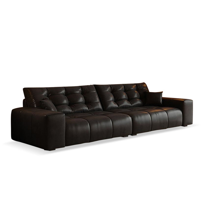Canapé modulaire noir en similicuir, H 31,5 po x l 106,3 po x P 31,5 po, Noir