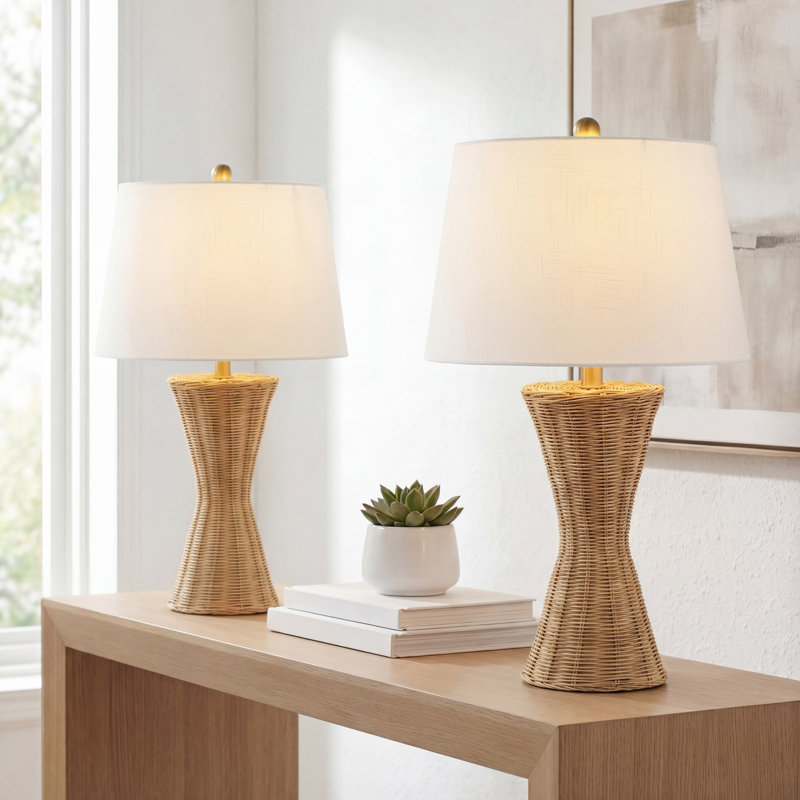 Lampe de table DEL sablier en métal tissé 27 po Averiana