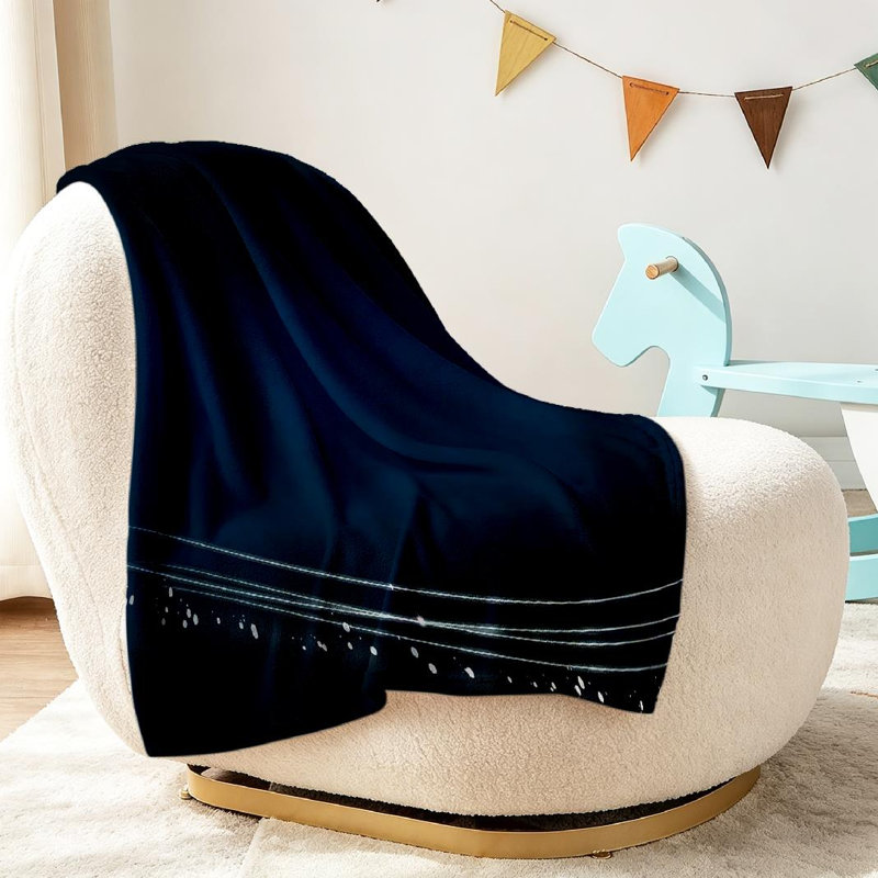 Jeté en molleton bleu flanelle ultra doux bleu foncé avec imprimé recto clair, Throw 30" x 40"