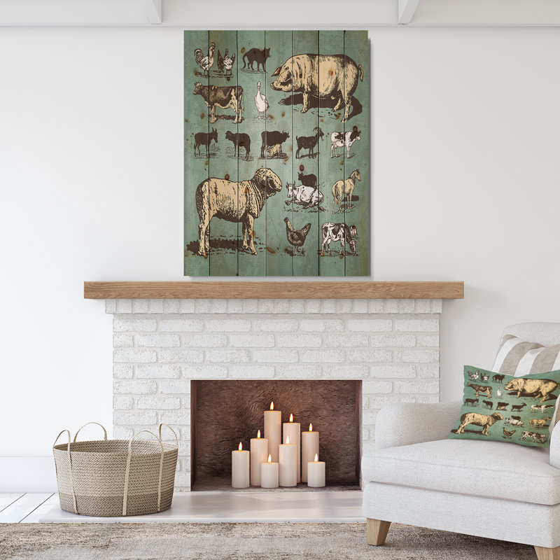 Esquisse «Farm Animals Vintage Set», peinture, H 20 po x l 15 po x P 1po, Bois