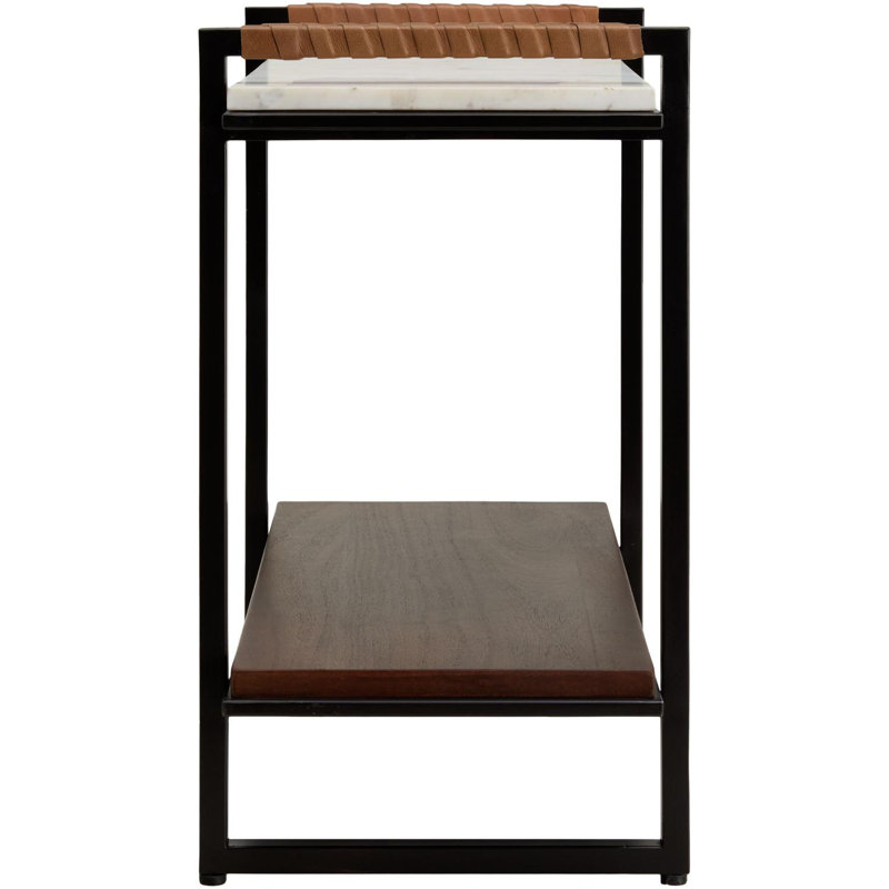 Novelle 25" White Marble and Metal End Table