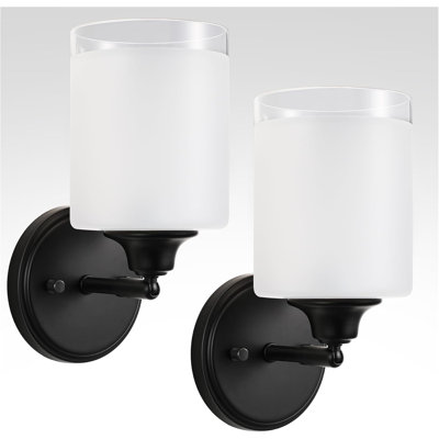 Ensemble d'appliques murales modernes avec abat-jour en verre givré, éclairage de meuble-lavabo réglable pour la salle de bain, la chambre à coucher, le salon et les escaliers, compatible avec la base E26