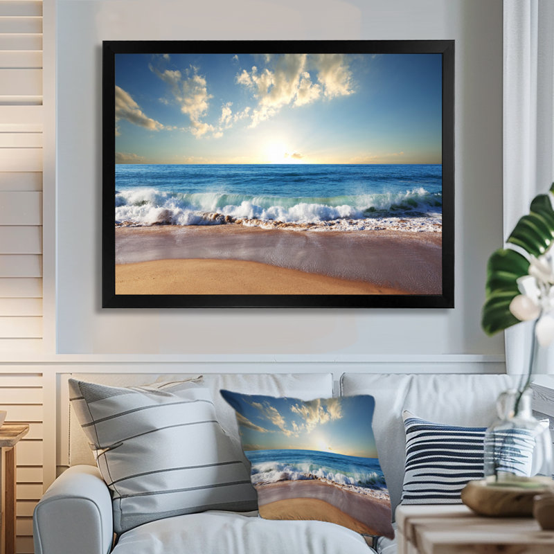 Sea Sunset - Photographic Print, Black Floater Framed, 34" H x 44" W