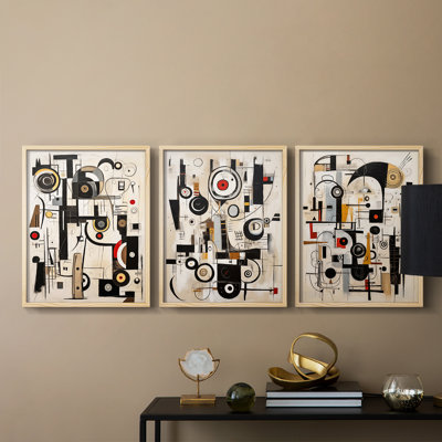 Abstract  Series  CLXXI  -Set Of 3 Framed Giclee Prints -Ready to Hang