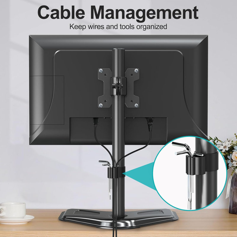 Single Monitor Stands Fits 13-32 Inch/17.6 Lbs Screen, Free-Standing Computer Monitor Mount, Monitor Desk Stand With Adjustable Height/Tilt/Swivel/Rotation, VESA Monitor Stand 75X75 100X100