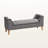 Jack Bench in Gray Linen Fabric Upholstery & Espresso Finished Wood, 21.3'' H X 51.6'' W X 16.9'' D-595159977