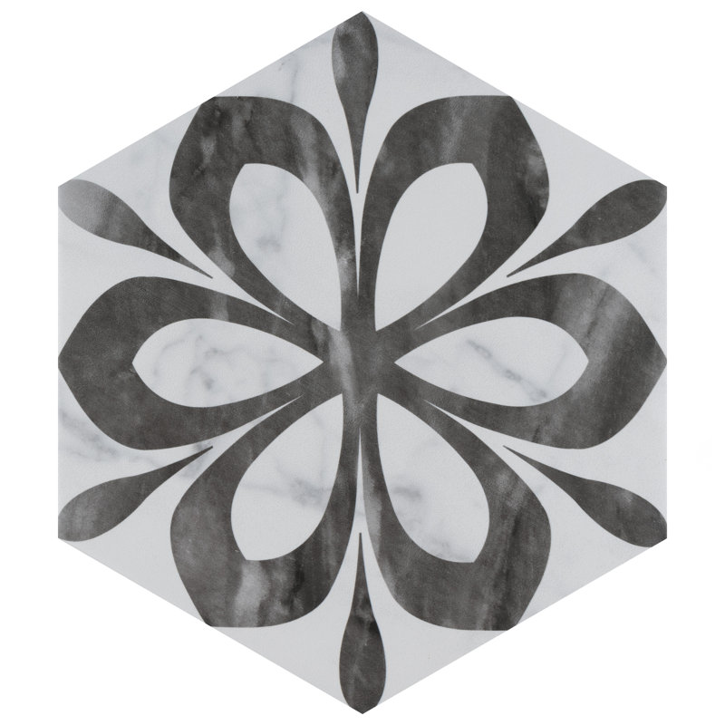 Classico Bardiglio Daisy 7" x 8" Porcelain Patterned Wall & Floor Tile