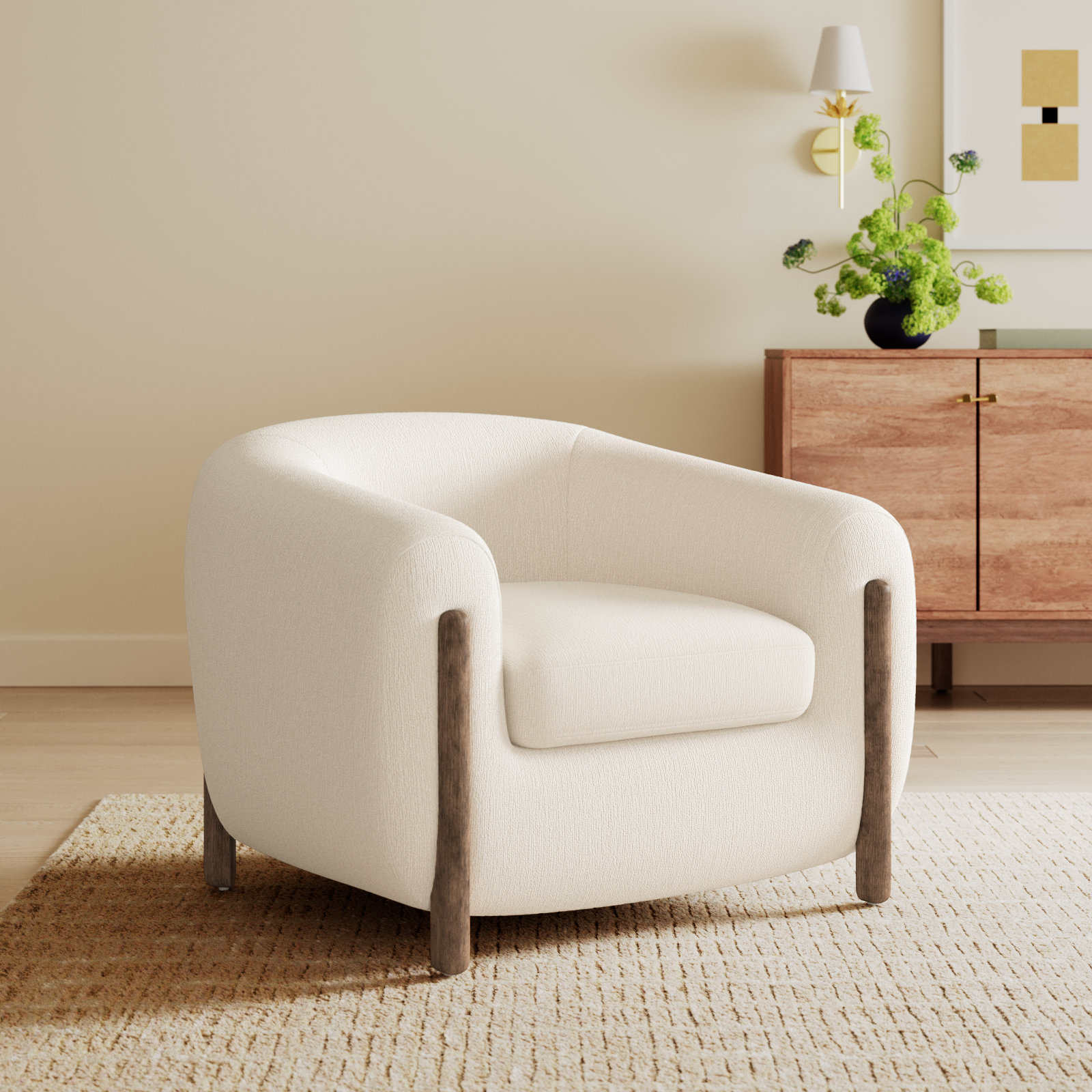 Amaryllis Barrel Chair, Kerbey Ivory