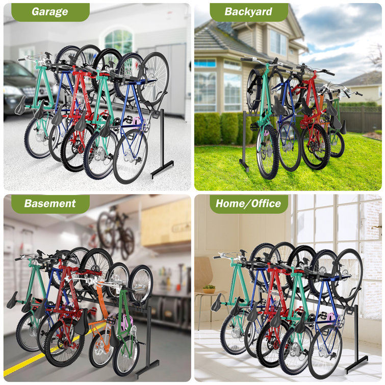Ravinath Steel Free-standing Adjustable Bike Rack, 5 Bikes, Adjustable Bicycle Parking Rack 
