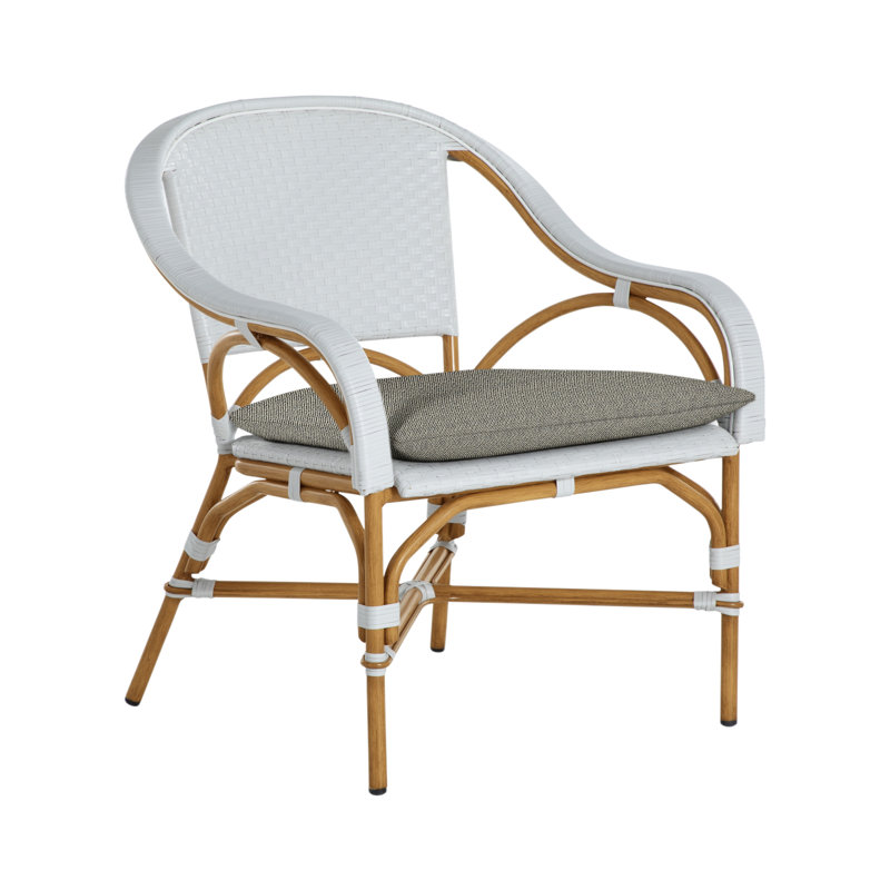 Savoy Patio Chair with Cushions, No Welt, Rollo Chambray, Chalk/White/Navy