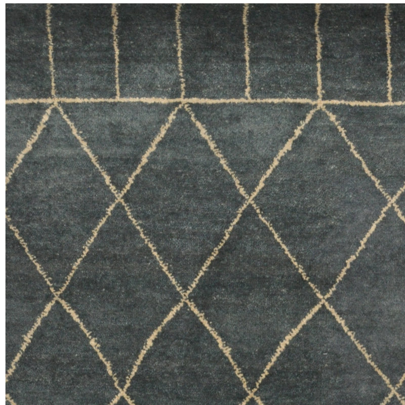 Tapis gris marocain en laine noué à la main de conception unique 5 pi 5 po x 7 pi 10 po Lues