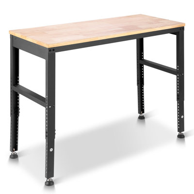 Établi réglable, capacité de 2000 lb, banc de travail robuste de 48 po x 20 po avec réglage de la hauteur de 28,5 à 38,3 po, établi de garage avec prises de courant, convient au bureau, au garage, à l'atelier