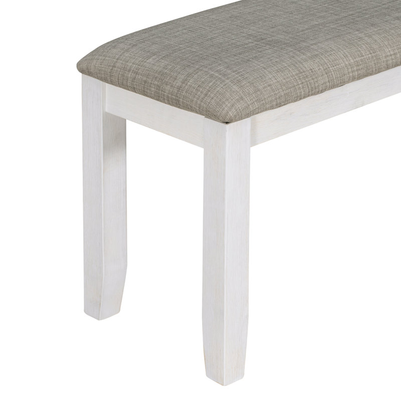 Ensemble de table de salle à manger 6 pièces avec 4 chaises ergonomiques et un banc, Brown/Whitewash