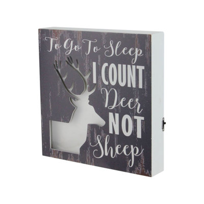 Décoration murale DEL «Deer to Sleep I Count Deer Not Sheep»