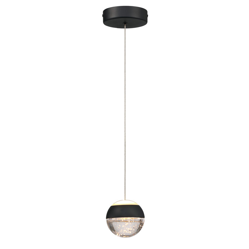 Luminaire suspendu simple à 1 lumière DEL Detrevion, Noir mat