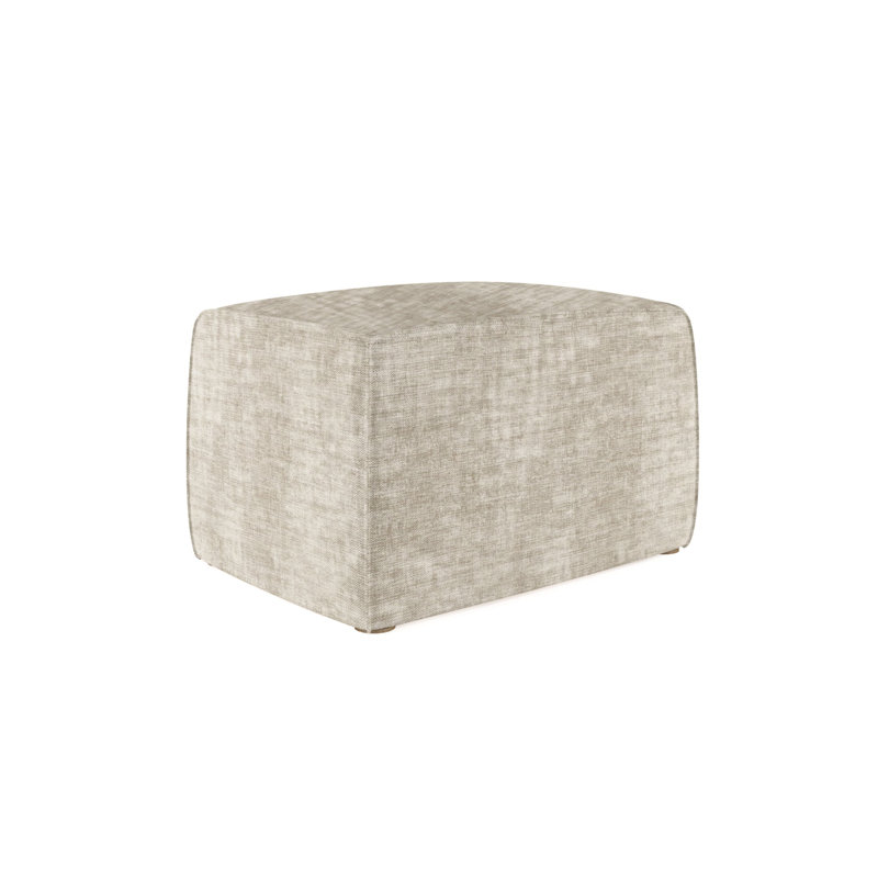 Varick Cube Ottoman, Plush Velvet Oyster, Weathered
