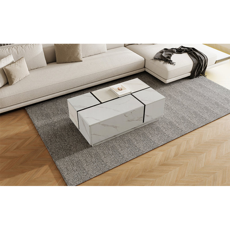 Table basse rectangulaire à plateau coulissant