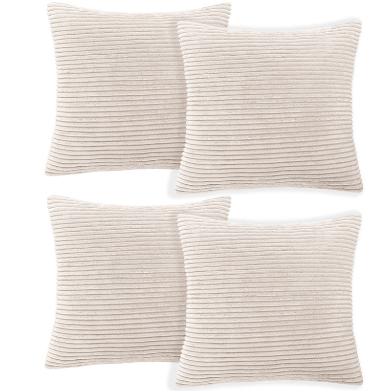 Striped Square Euro Cushion Cover, Cream