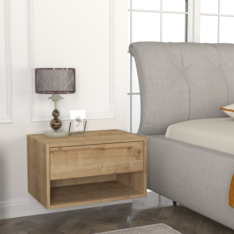 Table de chevet flottante murale Benaniah 24 po, Beige