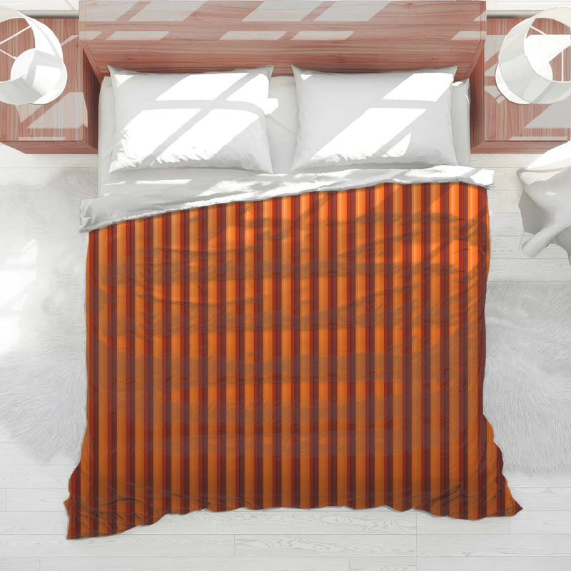 Orange Vertical Stripes Comforter, Twin