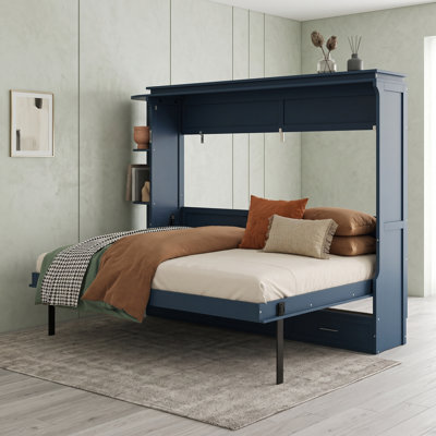 Space-Saving Murphy Bedwith Side Shelves and Drawers