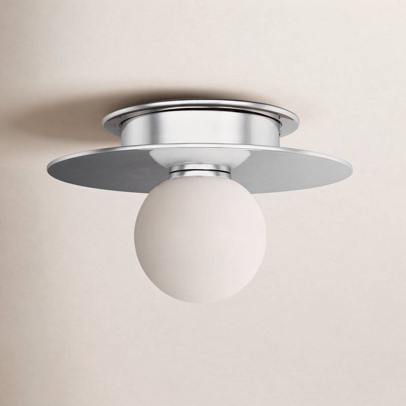 Allegra Glass Flush Mount, 4.63" H x 8" W x 8" D, Polished Nickel