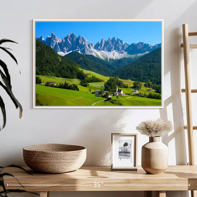 Village à Santa Maddalena, Cadre flottant blanc, 25 po x 17 po