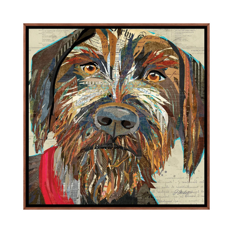 Collage German Wirehaired Pointer by Traci Anderson - Floater Frame Painting on Canvas