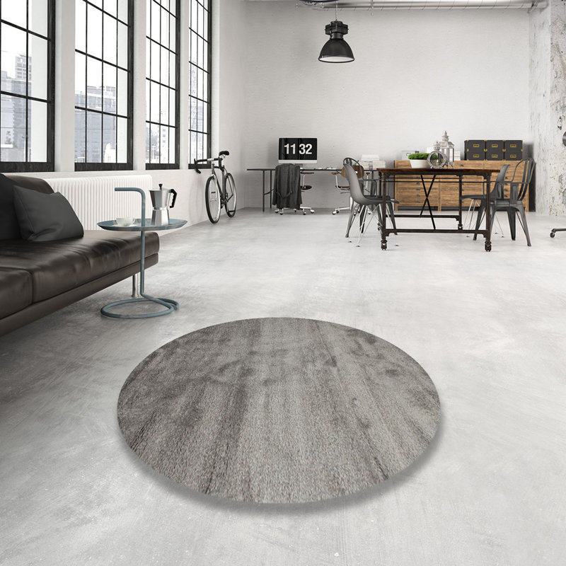 Tapis de zone noire contemporaine, Rond 8 pi