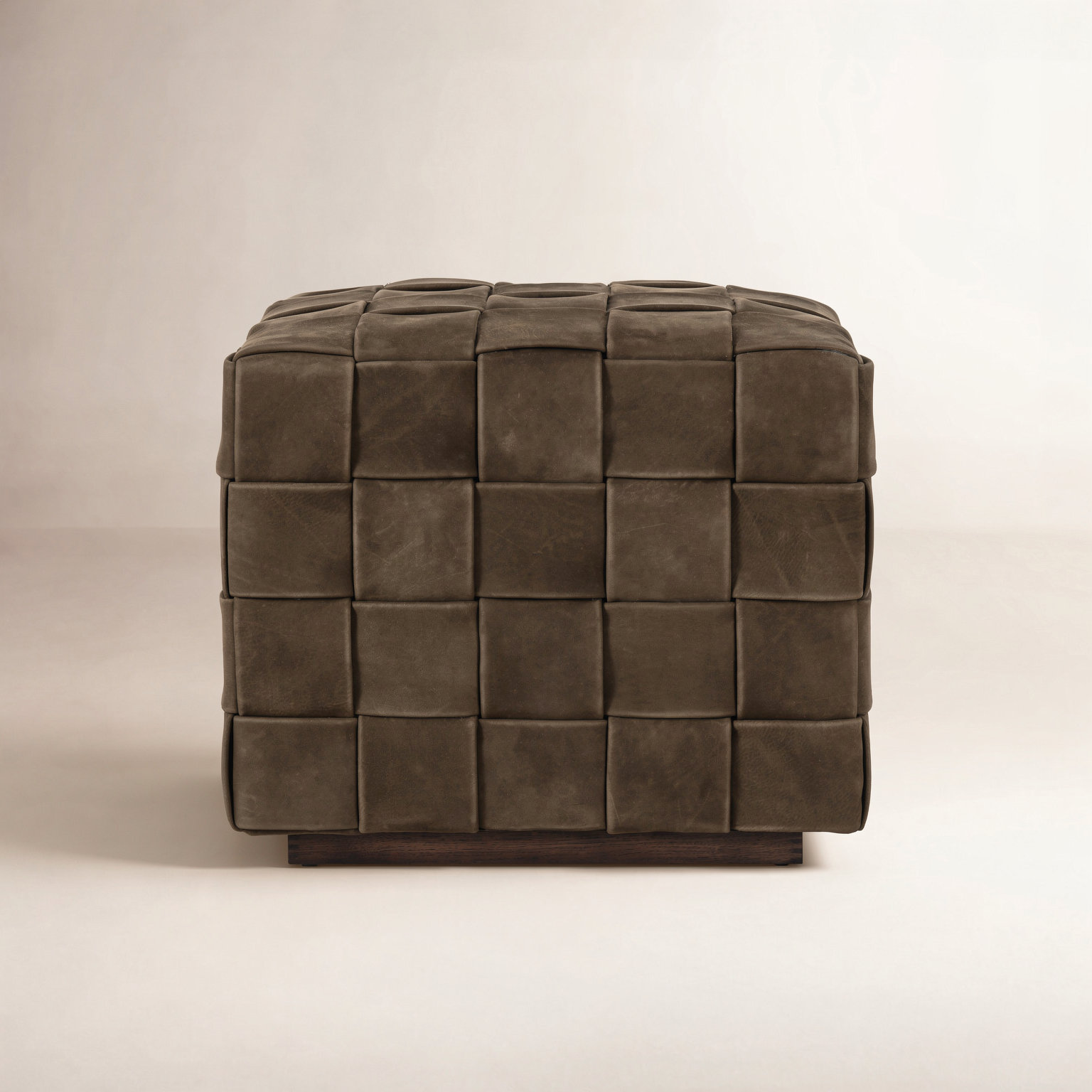 Riesner Genuine Leather Ottoman, Chocolate Brown
