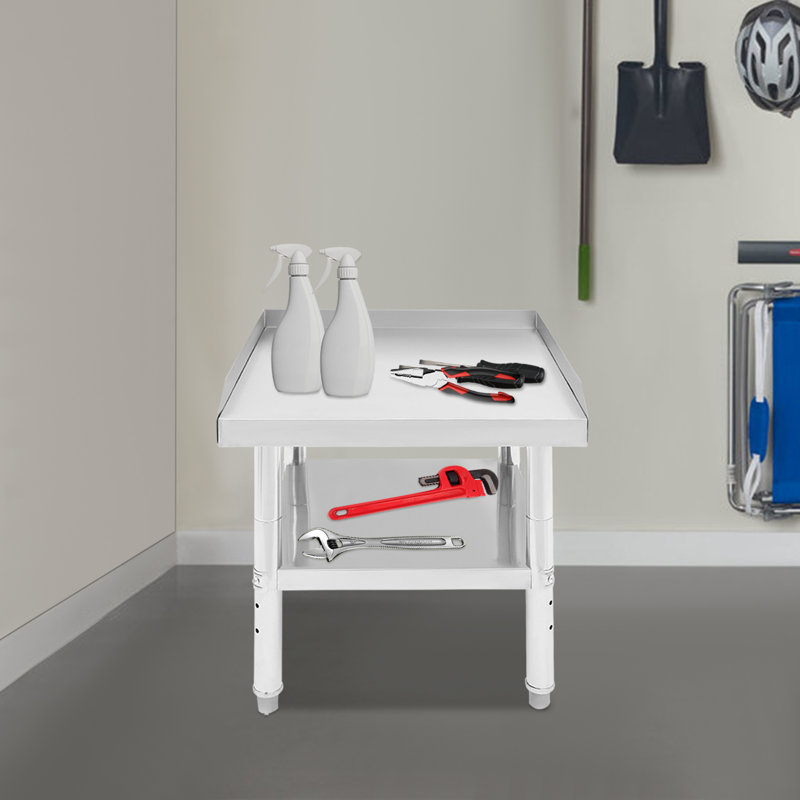Work Table With Backsplash, Prep Table For Kitchen, Restaurant, Garage, Laundry, 26" H x 24" L x 24" W
