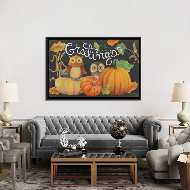 « harvest hibou i », reproduction d’impression sur toile tendue, H 18 po x l 26 po x P 1,5 po, Toile avec cadre noir