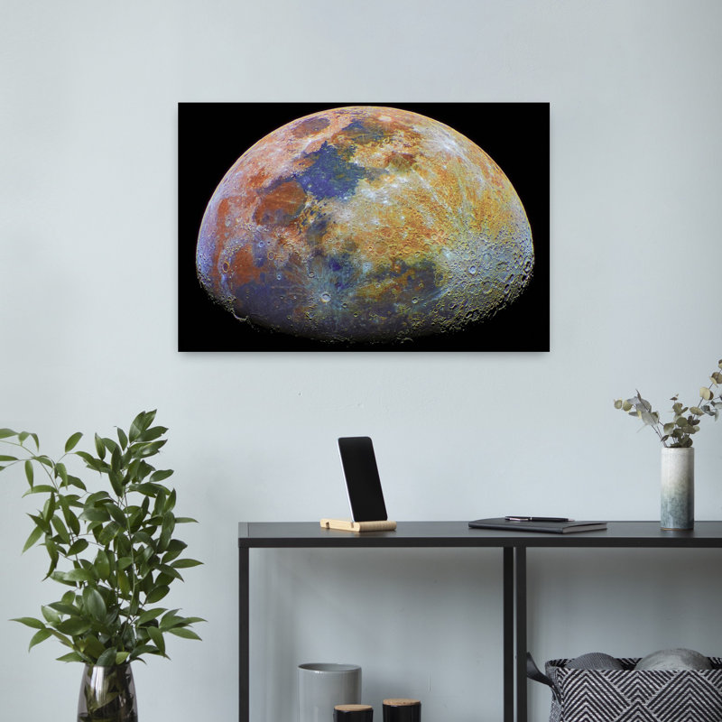 Surface lunaire colorée, paysage abstrait coloré, art mural, H 16 po x l 24 po