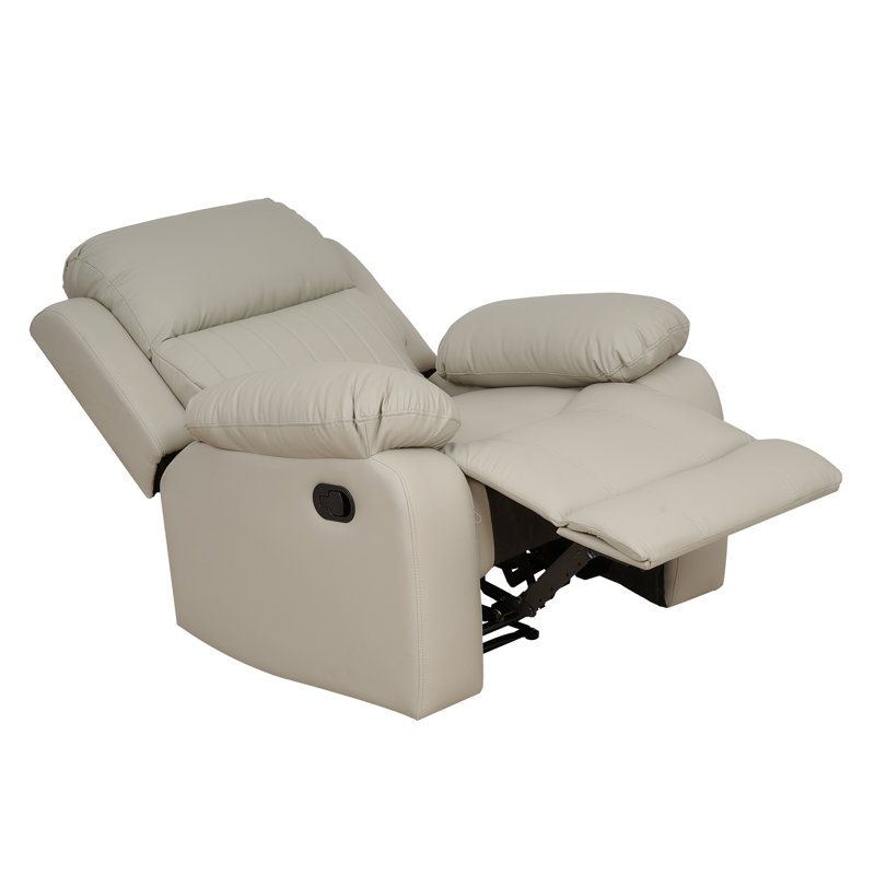 35.5" Wide Faux Leather Manual Standard Recliner, Cream