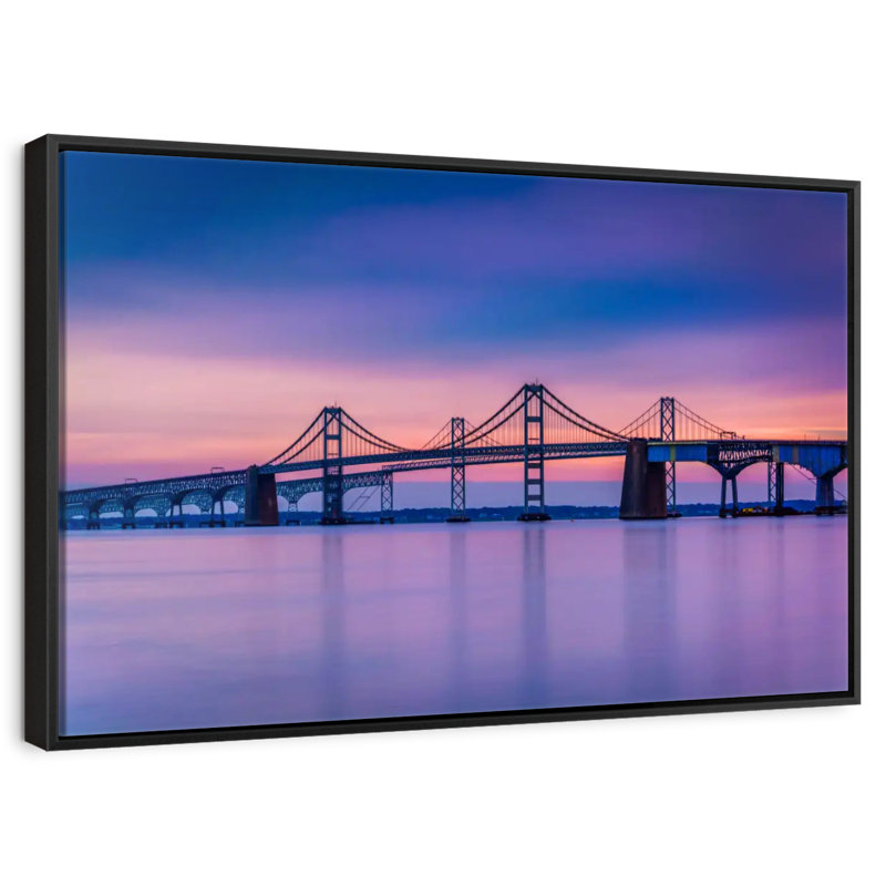 Majestic Chesapeake Bay Bridge, Cadre flottant noir, 31 po x 21 po