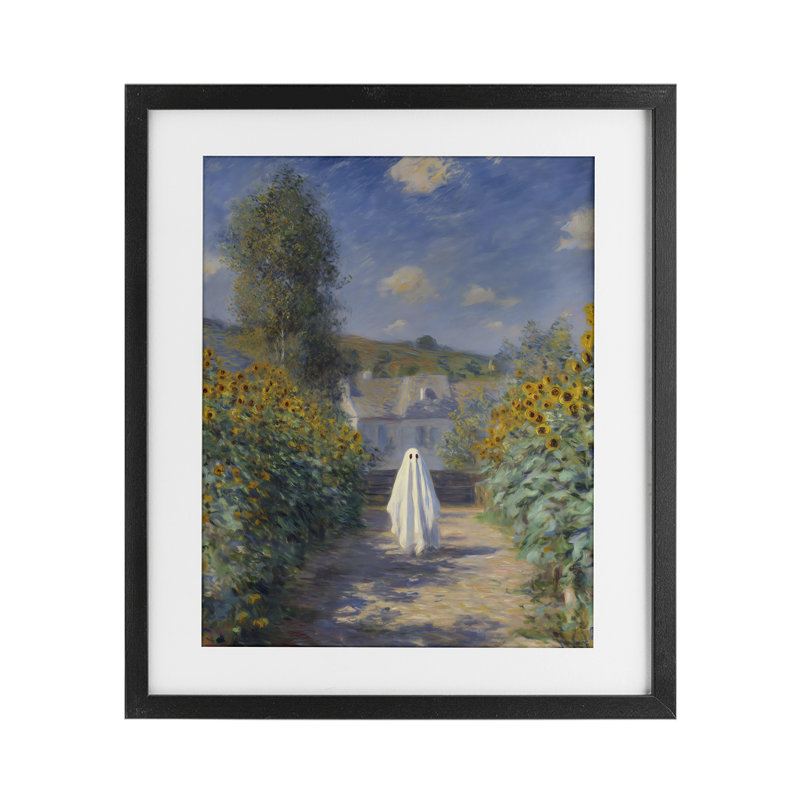 «Monet Style Sunflower Ghost», reproduction encadrée sous verre, design par Arlington Prints, Cadre noir minuit
