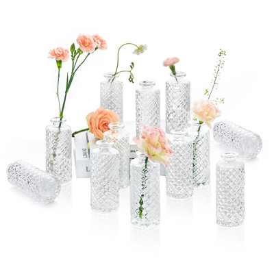 Loose Diamond Glass Vases Set of 12