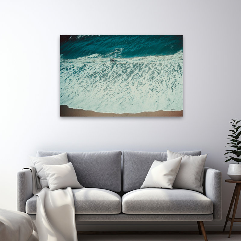 Après-midi pacifique II bleu côtier blanc plage brun, H 48 po x l 32 po